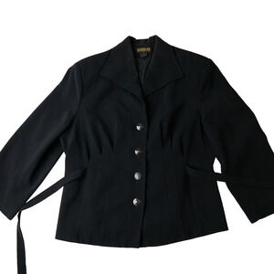 Vtg Georgiou Womens Sz 10 Blazer Jacket Pleated Office Siren Tie Back Minimalist